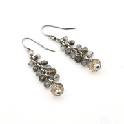 Oxidized Silver Crystal with Pyrite Earrings
