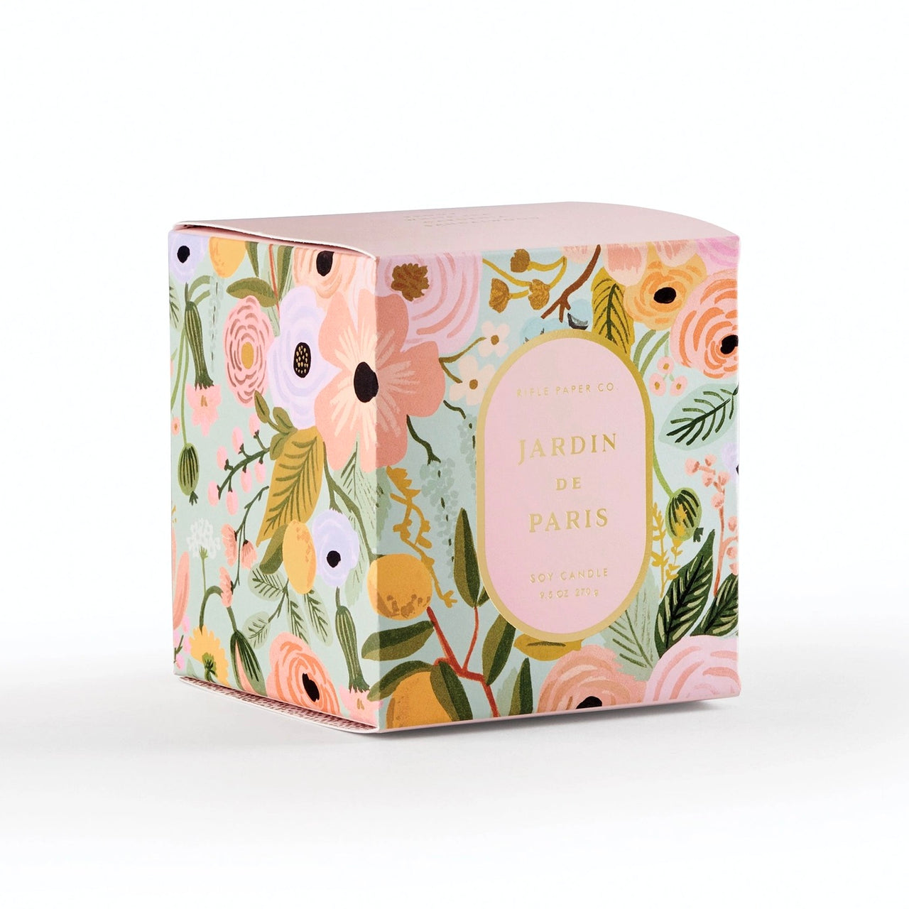 Floral soap packaging with 'Jardin de Paris' branding on a white background