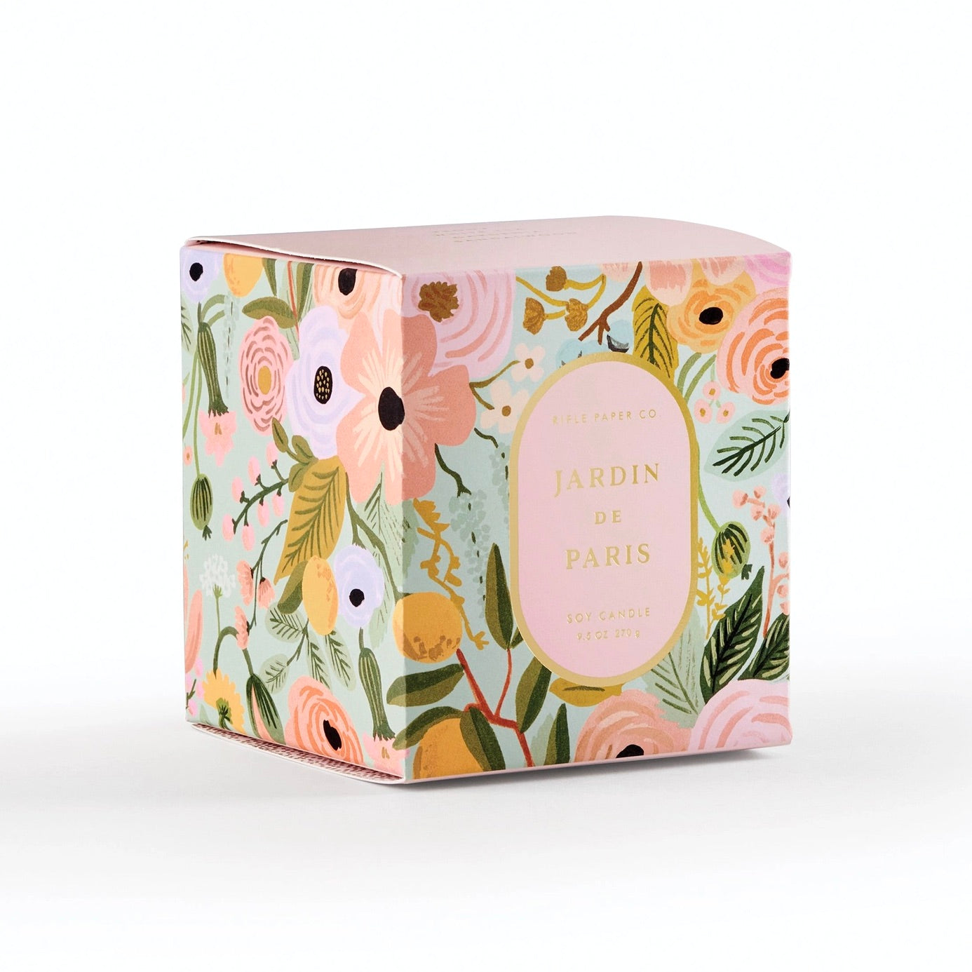 Floral soap packaging with 'Jardin de Paris' branding on a white background