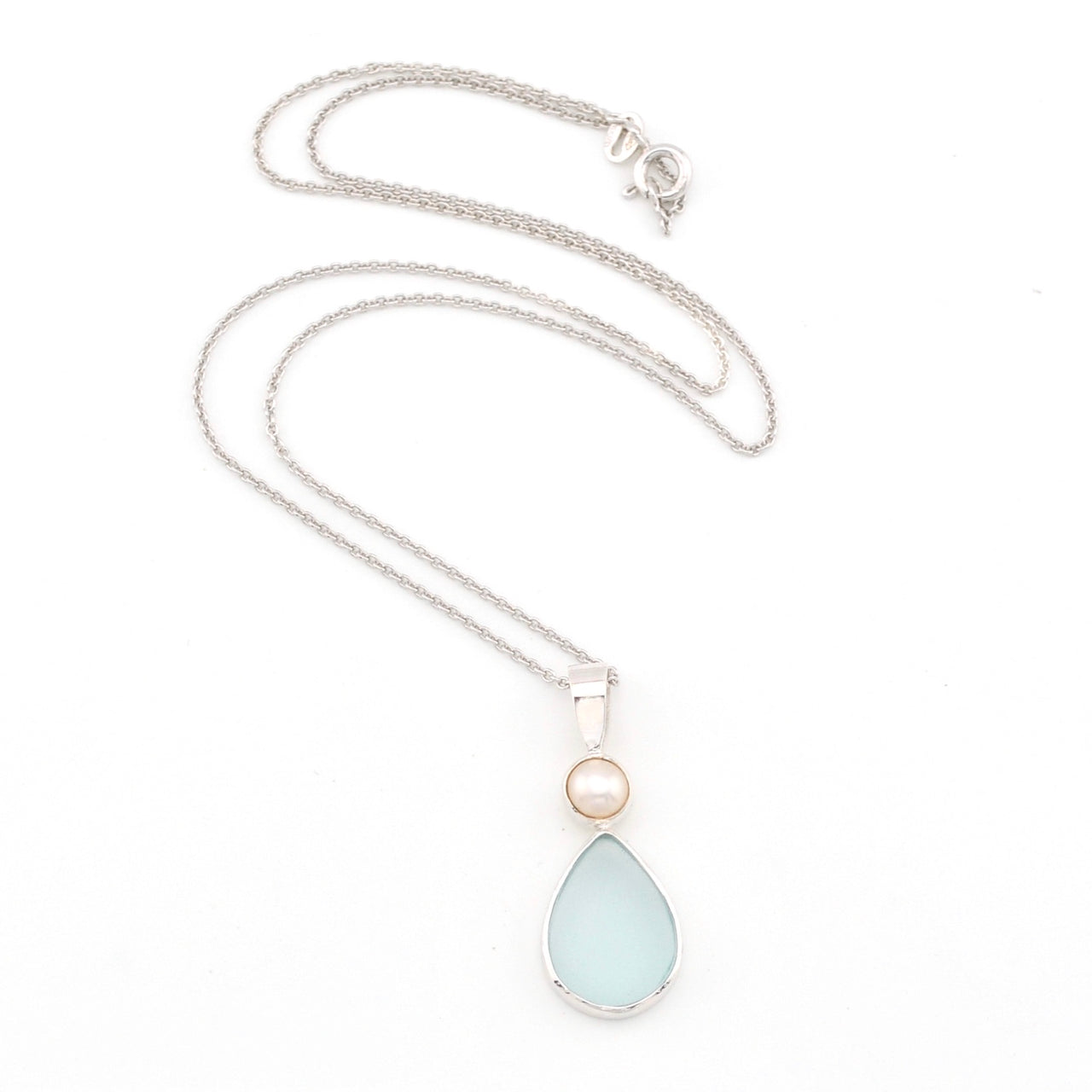 Pearl Aqua Sea Glass Necklace