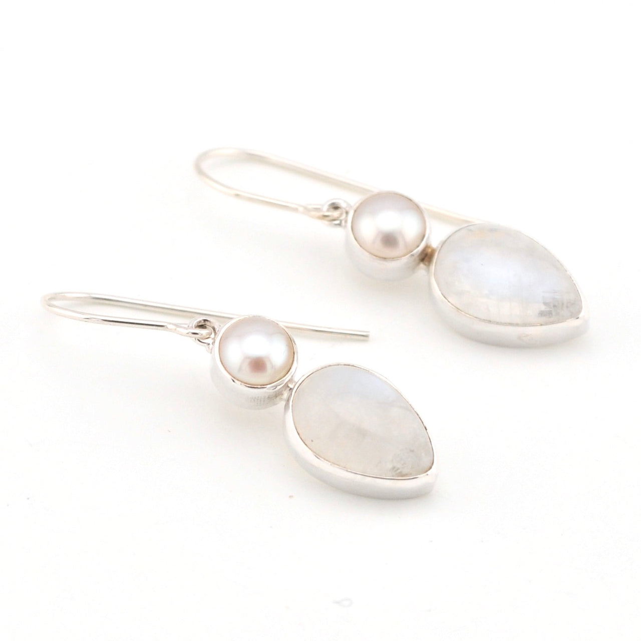 Pearl Moonstone Dangle Earrings