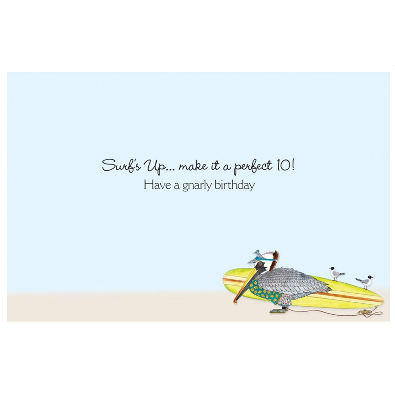 Pelican Surfer Birthday Card Inside Greeting