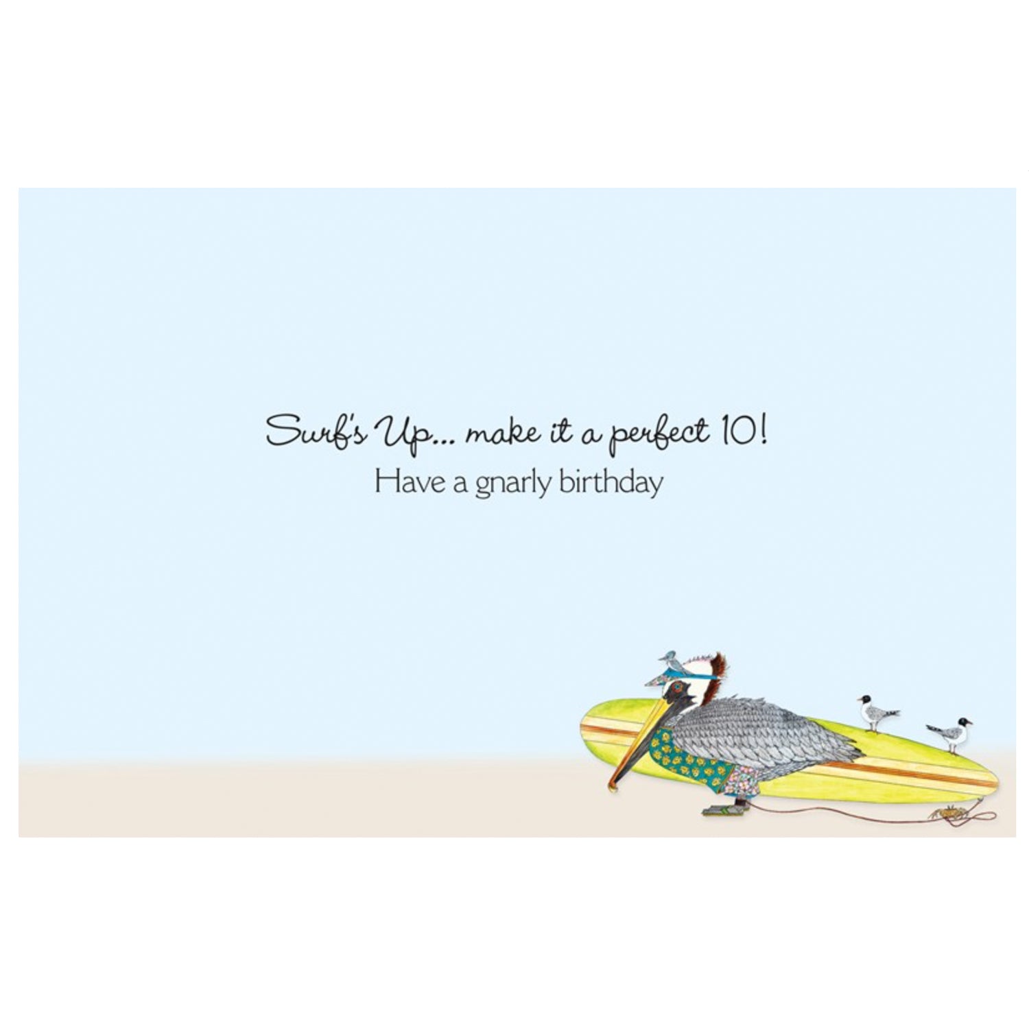 Pelican Surfer Birthday Card Inside Greeting