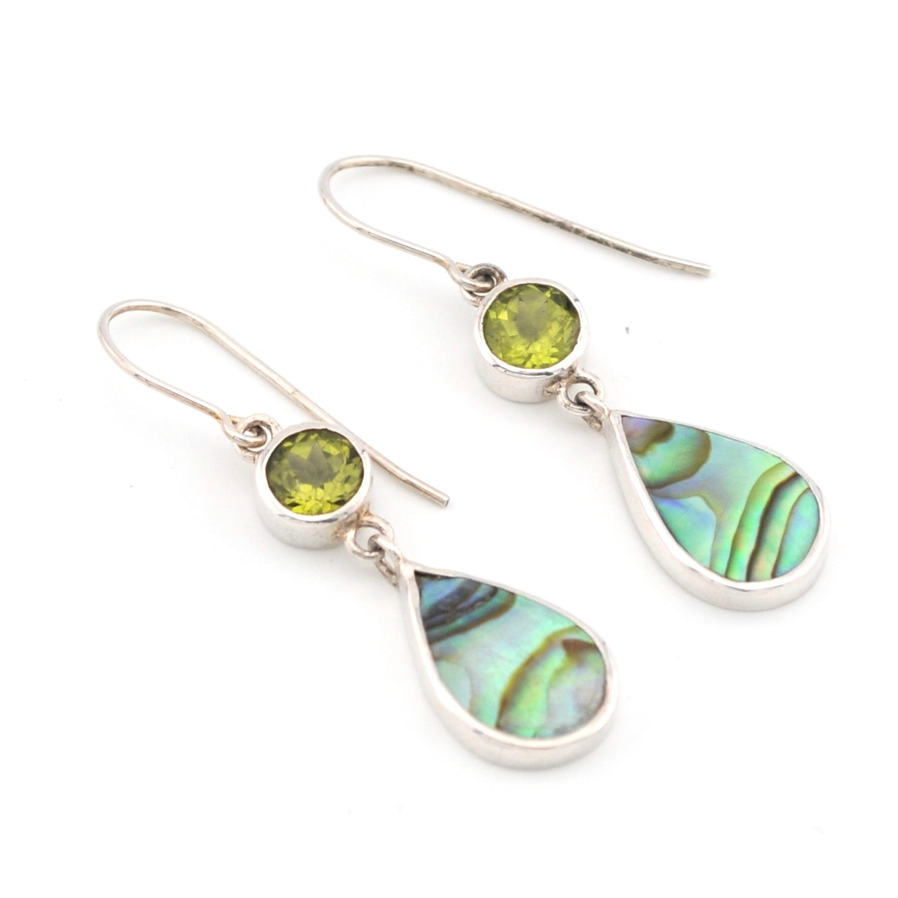Peridot Abalone Dangle Earrings
