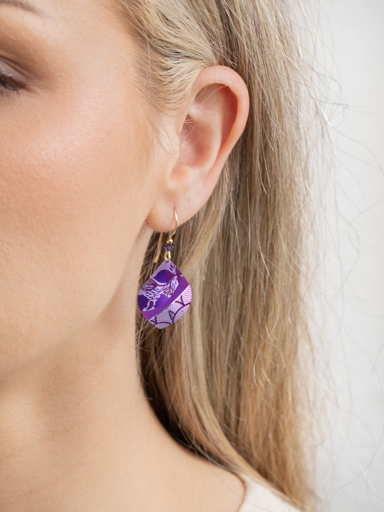 Pua Purple Lani Earrings on Model