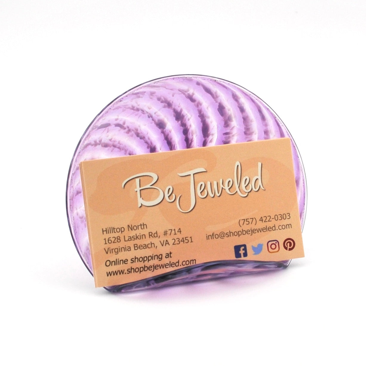 Purple card holder on a white background