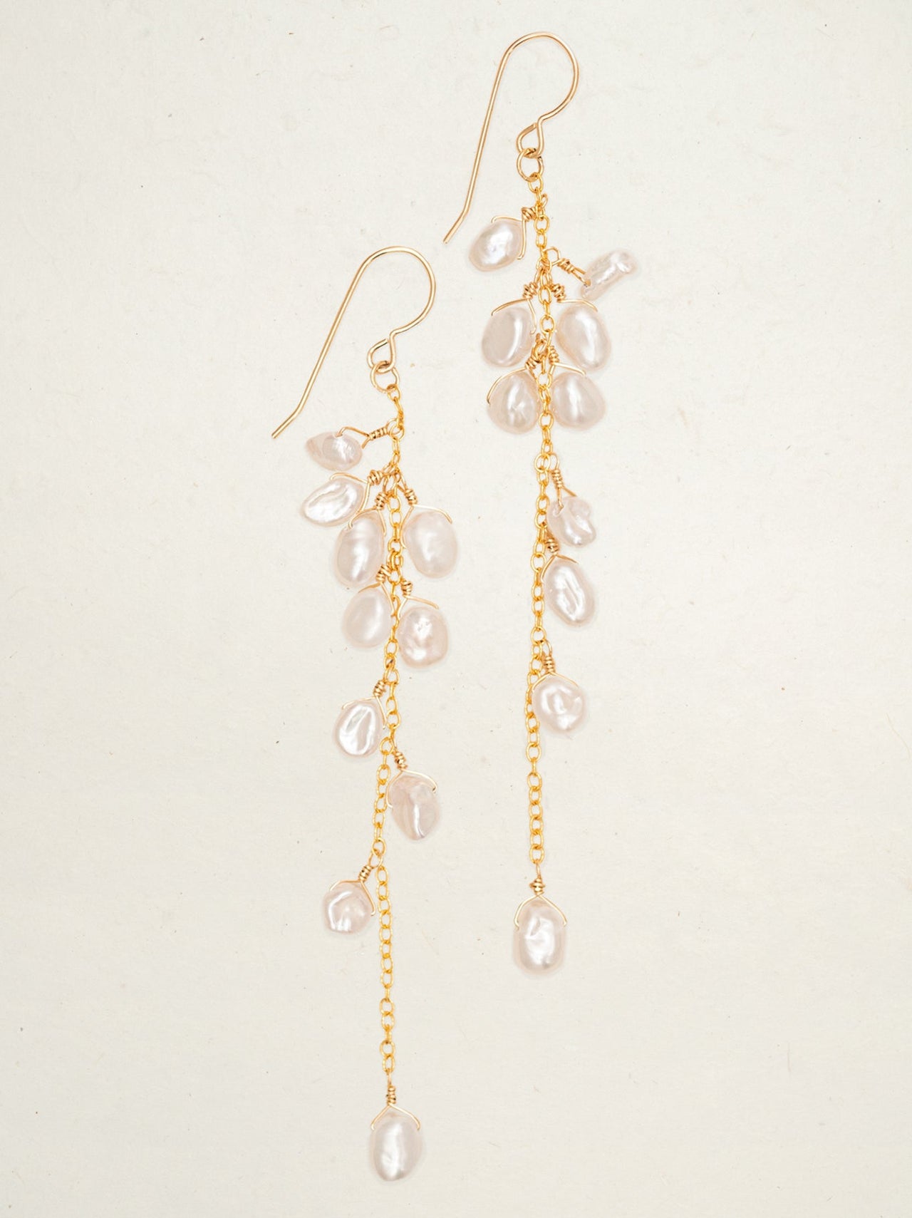 White Jasmine Cascading Pearl Earrings