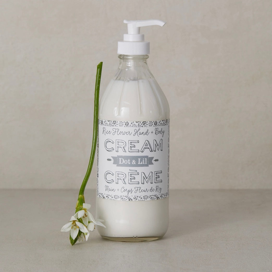 Bottle of cream with a pump dispenser on a neutral background