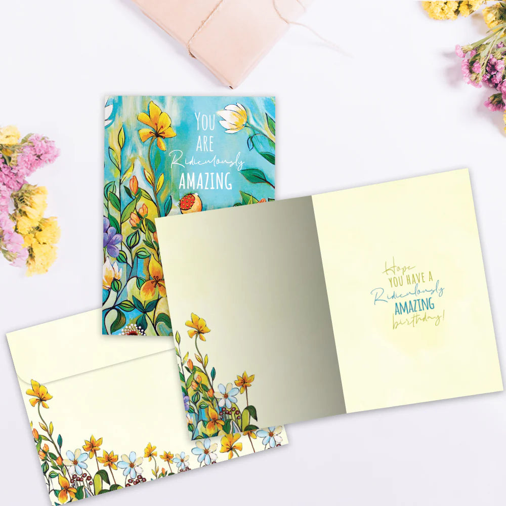 Ridiculously Amazing Day Birthday Card opened with matching envelope