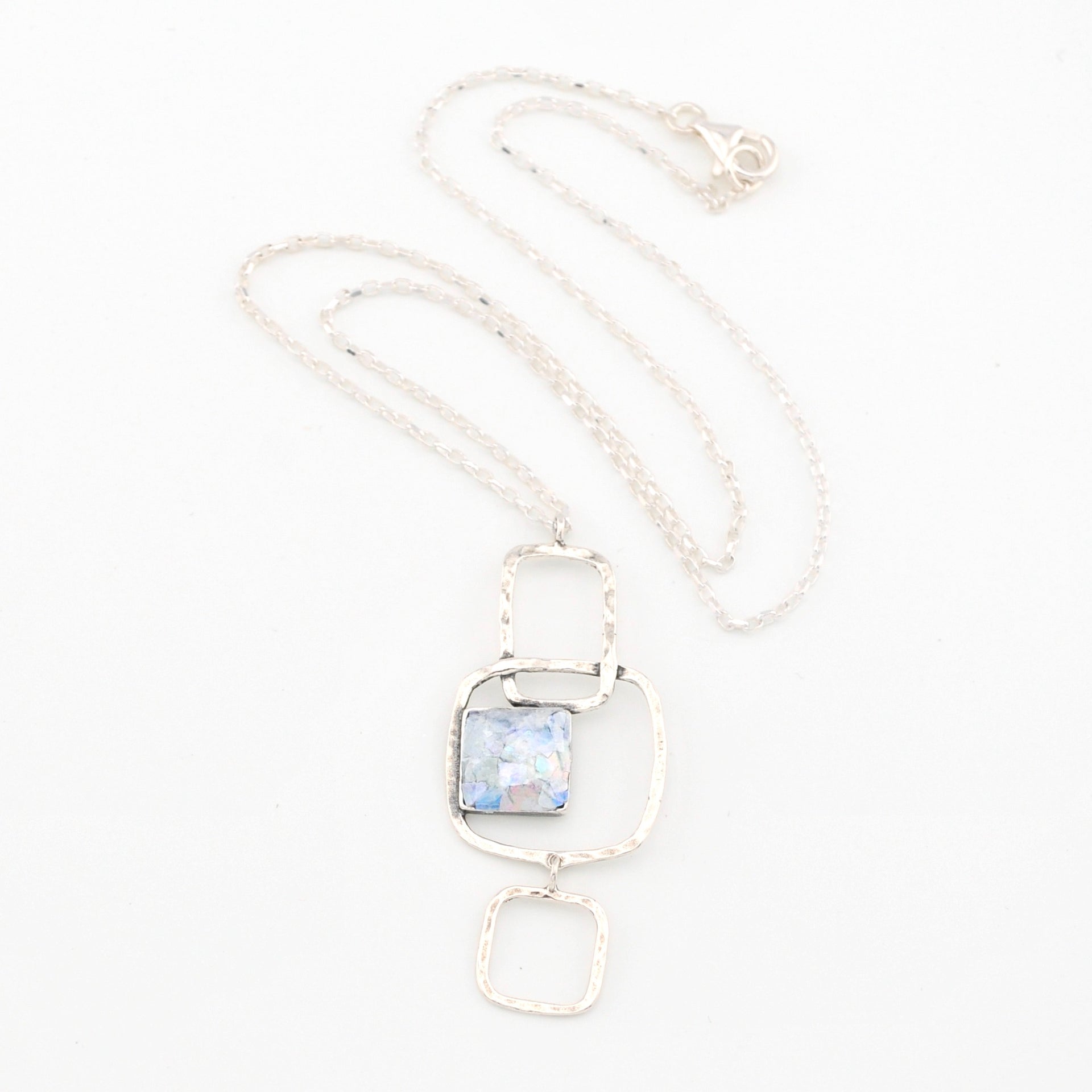 Roman Glass Square Drop Necklace 15388