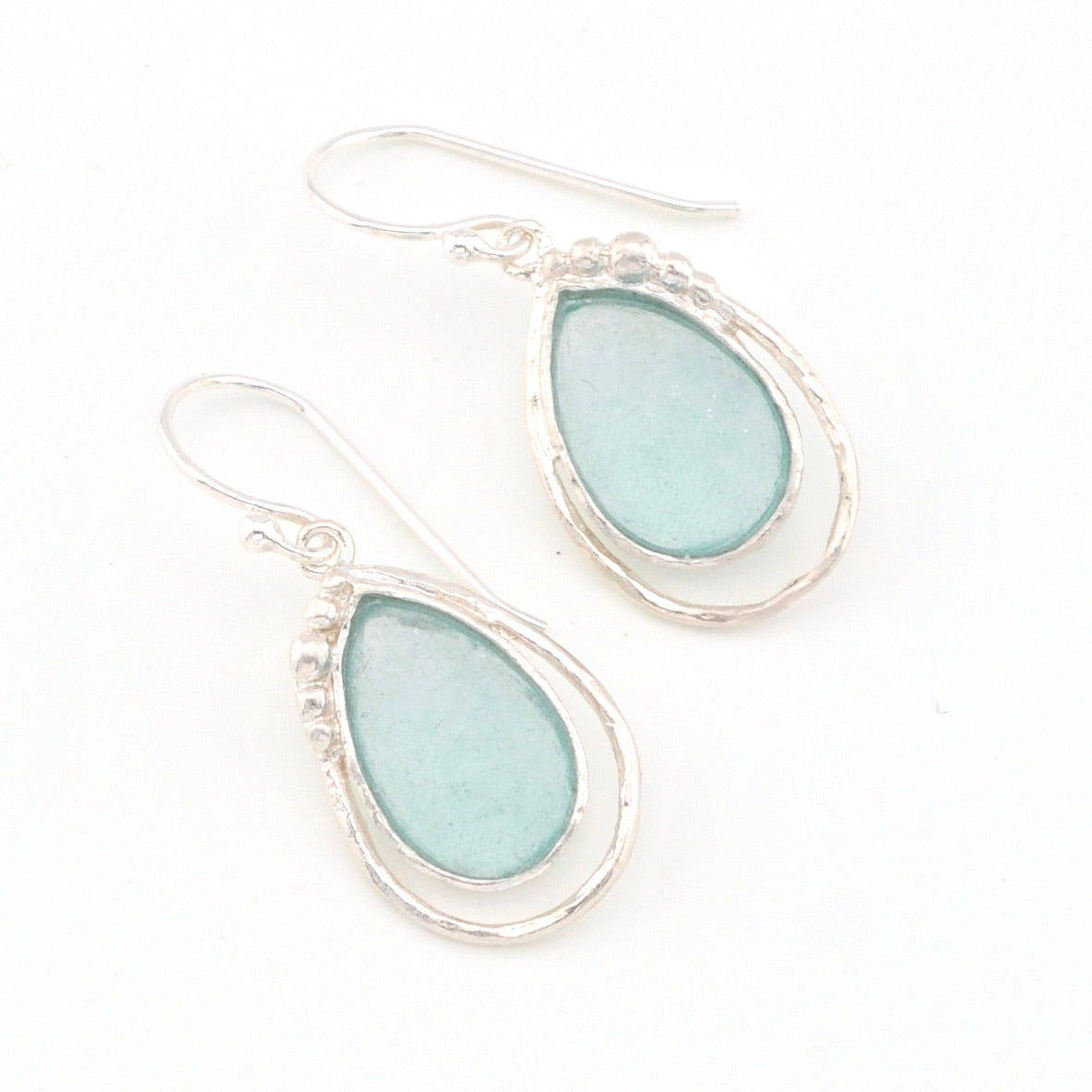Roman Glass Teardrop Dangle Earrings 853