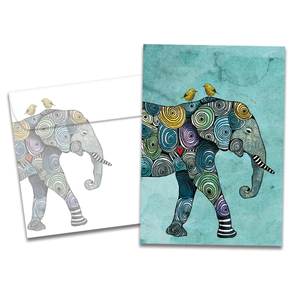 Elephant and Yellowbirds Greeting Card