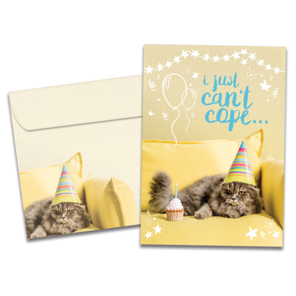 Can't Cope Cat Birthday Card