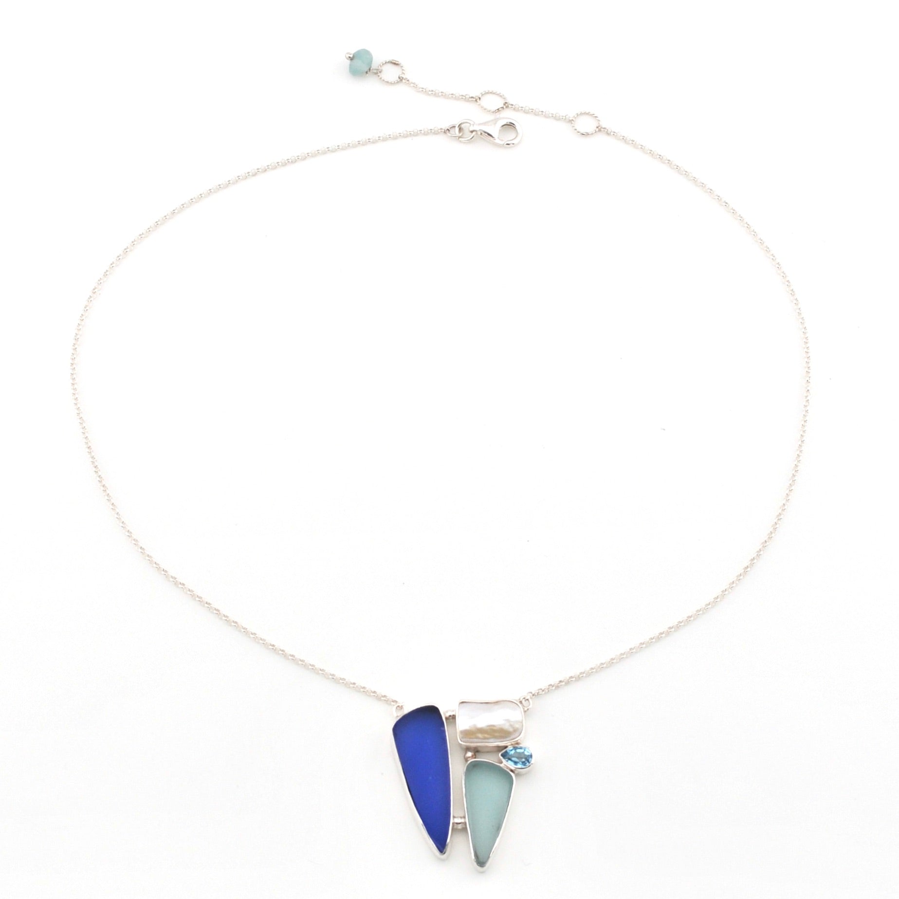 Sea Glass Pearl Topaz Necklace