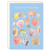 Seashells You Are My Treasure Love Card on white background