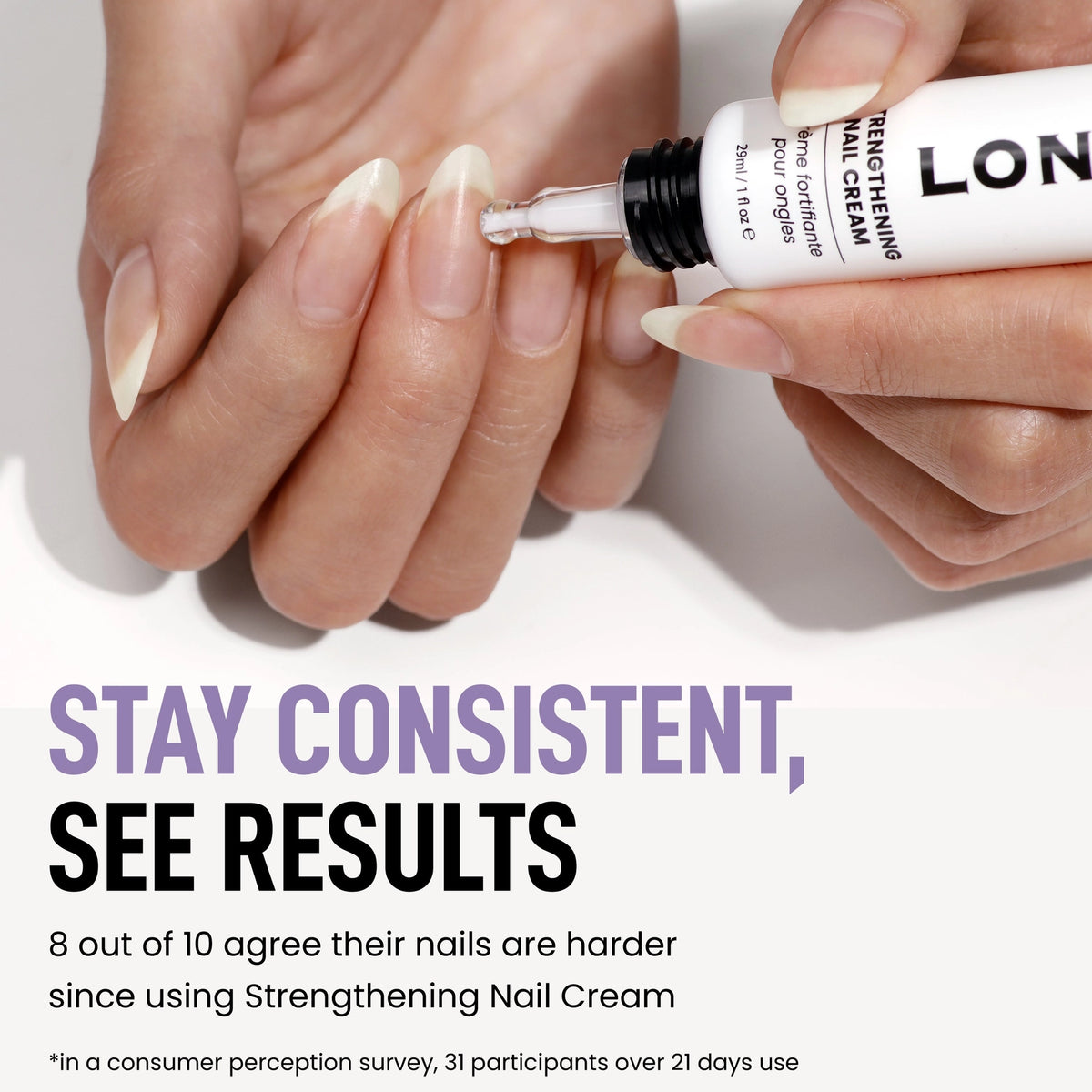 Hand applying nail cream