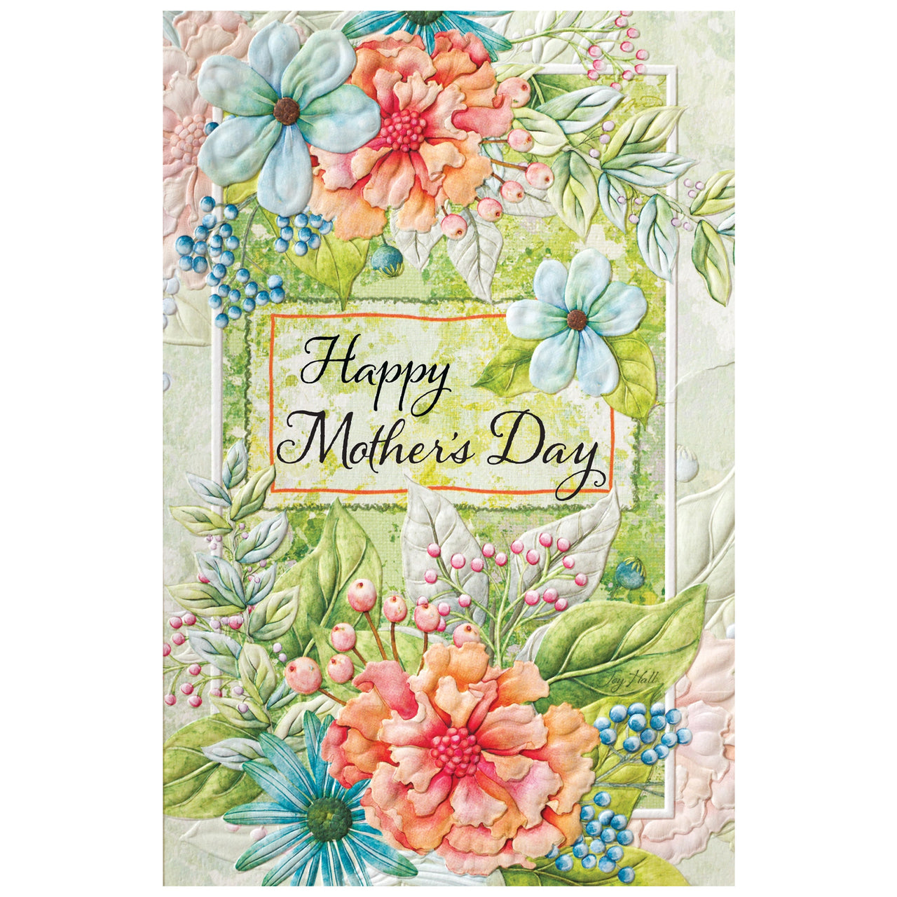 Greeting card with floral design and 'Happy Mother's Day' text on a white background