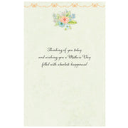 Greeting card with floral design and Mother's Day message on a light background