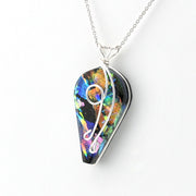 Side Dichroic Glass Crazy Quilt Wisteria Pendant