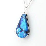 Side Dichroic Glass Sea Blue Tear Pendant