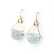 Side View 14k Gold Fill Aquamarine Half Moon Dangle Earrings