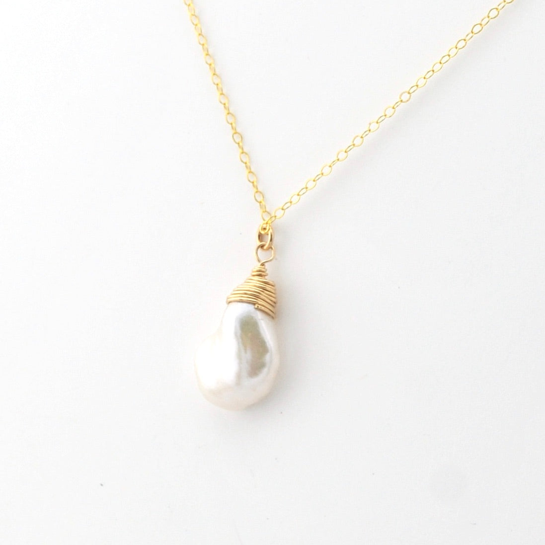 Side View 14k Gold Fill Keishi Pearl Necklace