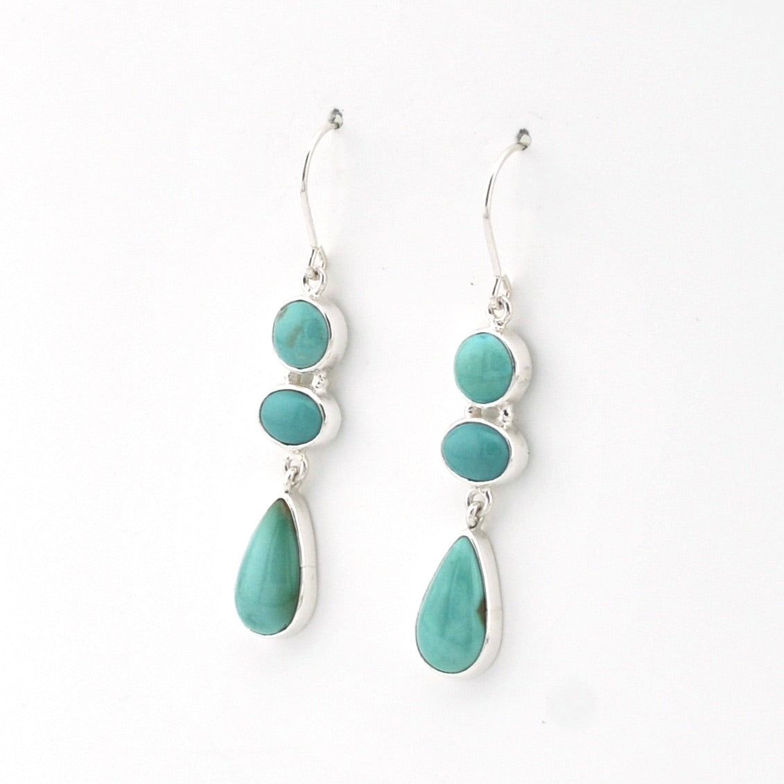 Side View 3 Turquoise Stone Dangle Earrings