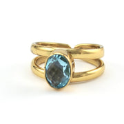 Side View Alchemía Blue Topaz Oval Ring