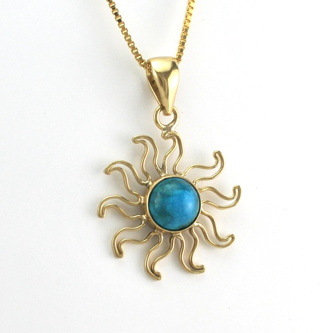 Side View Alchemía Chrysocolla Sun Pendant