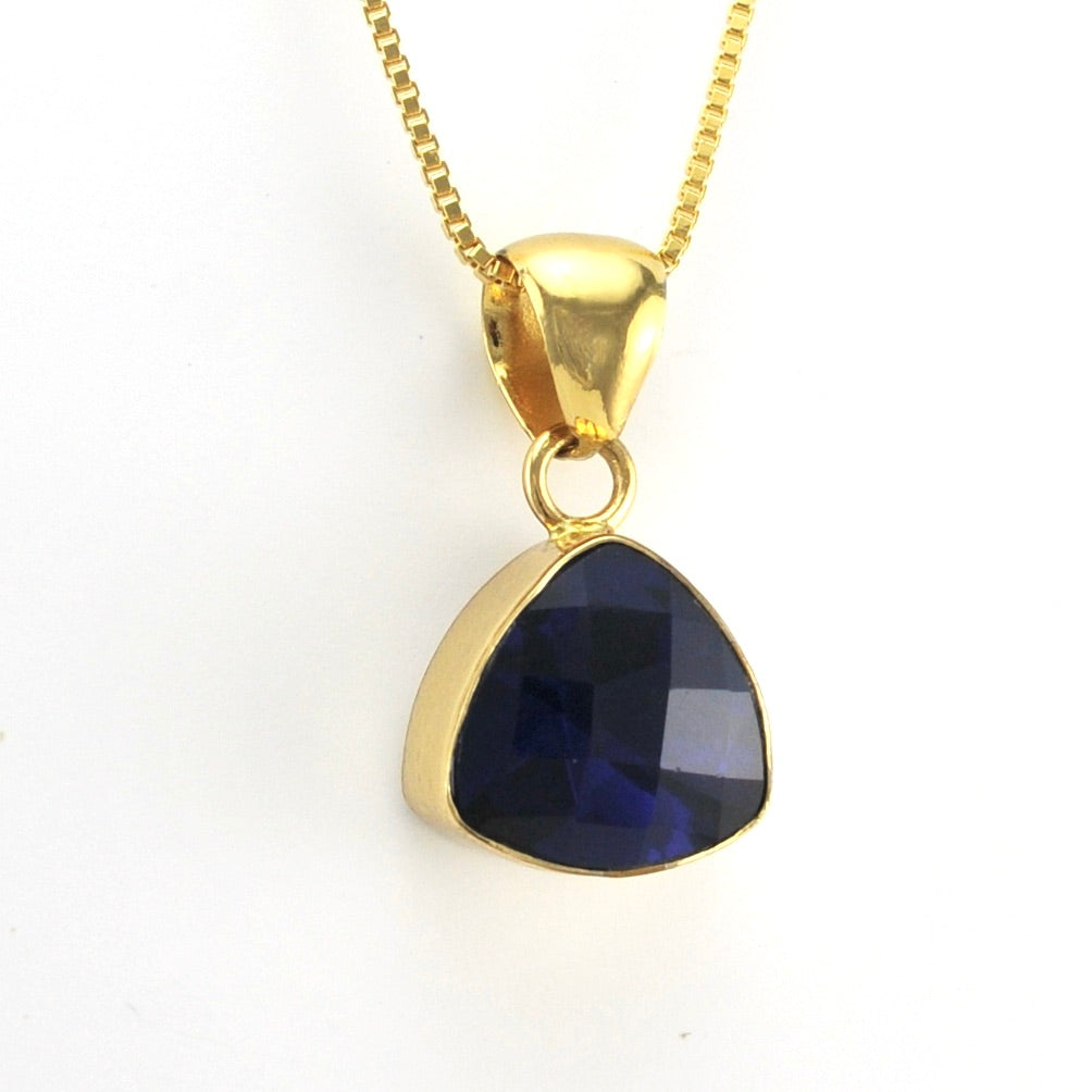 Side View Alchemía Created Tanzanite Trillion Pendant