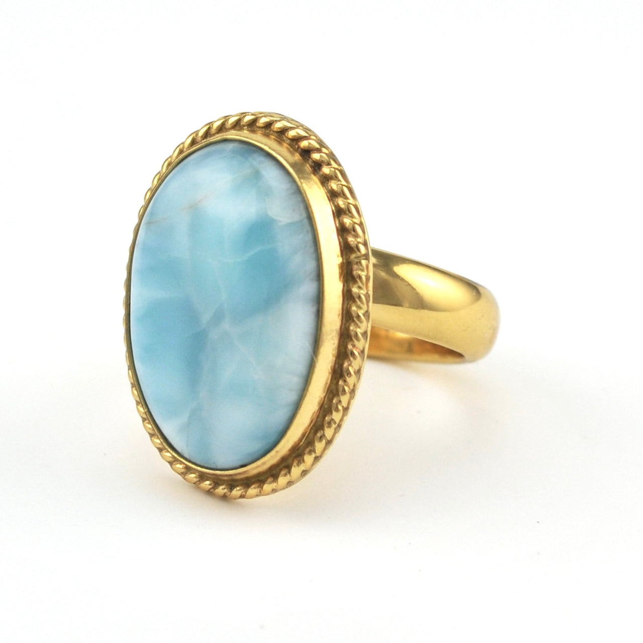 Side View Alchemía Larimar Oval Rope Ring