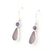 Side View Amethyst Lavender Sea Glass Earrings