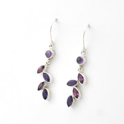 Side View Amethyst Rhodolite Garnet Marquise Earrings
