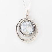 Side View Silver Ancient Roman Glass Double Circle Necklace