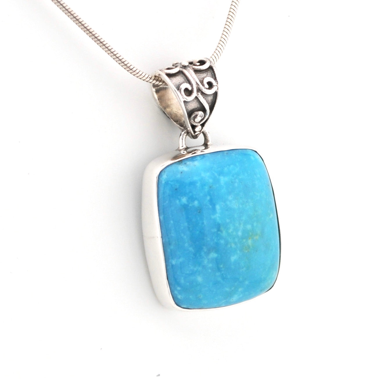 Side View Arizona Turquoise 18x20mm Rectangle Pendant