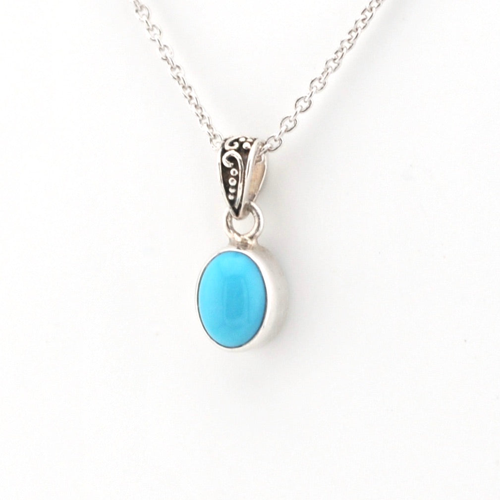 Side View Arizona Turquoise 6x8mm Oval Necklace