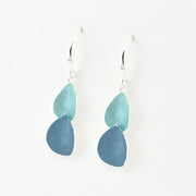 Side View Blue Turquoise Petal Shaped Earrings