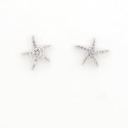 Side View Cubic Zirconia Starfish Post Earrings