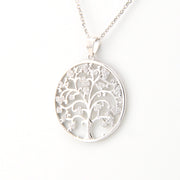 Side View Cubic Zirconia Tree of Life Necklace