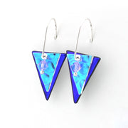 Side View Deep_Purple_Fused_Glass_Double_Triangle_Earrings