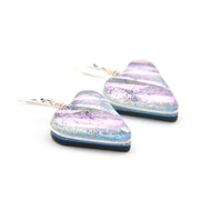 Heart-shaped earrings with a striped design on a white background