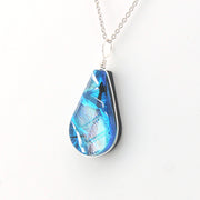 Dichroic Glass Sea Blue Small Teardrop Pendant