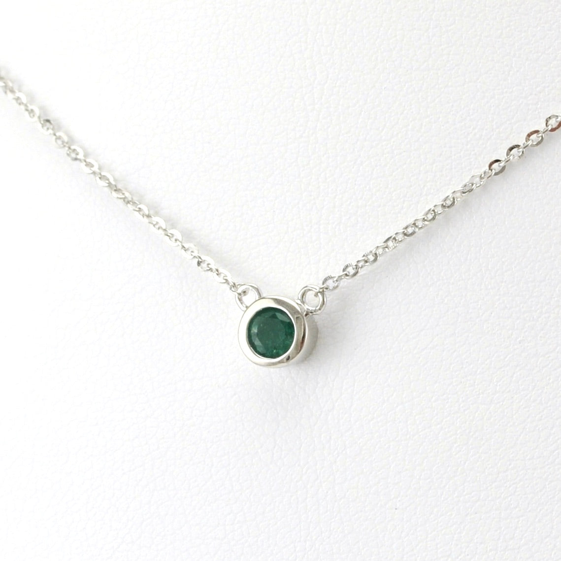 Side View Emerald .3ct 4mm Round Necklace
