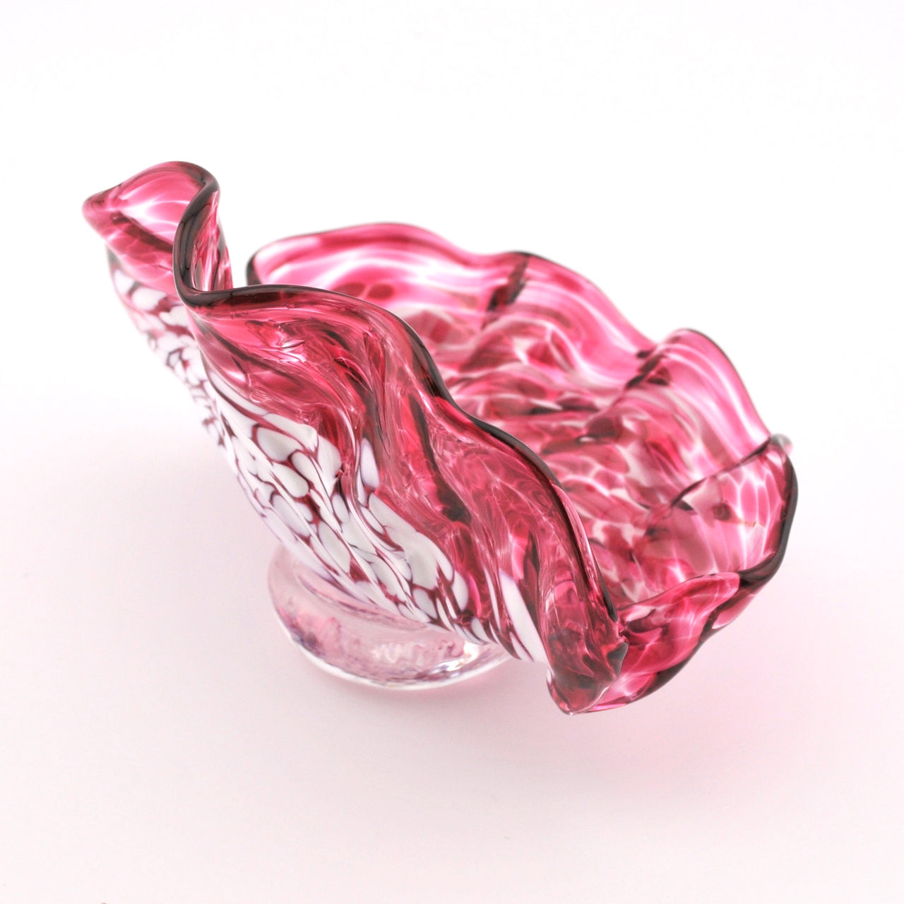Side View Glass Cranberry Clamshell
