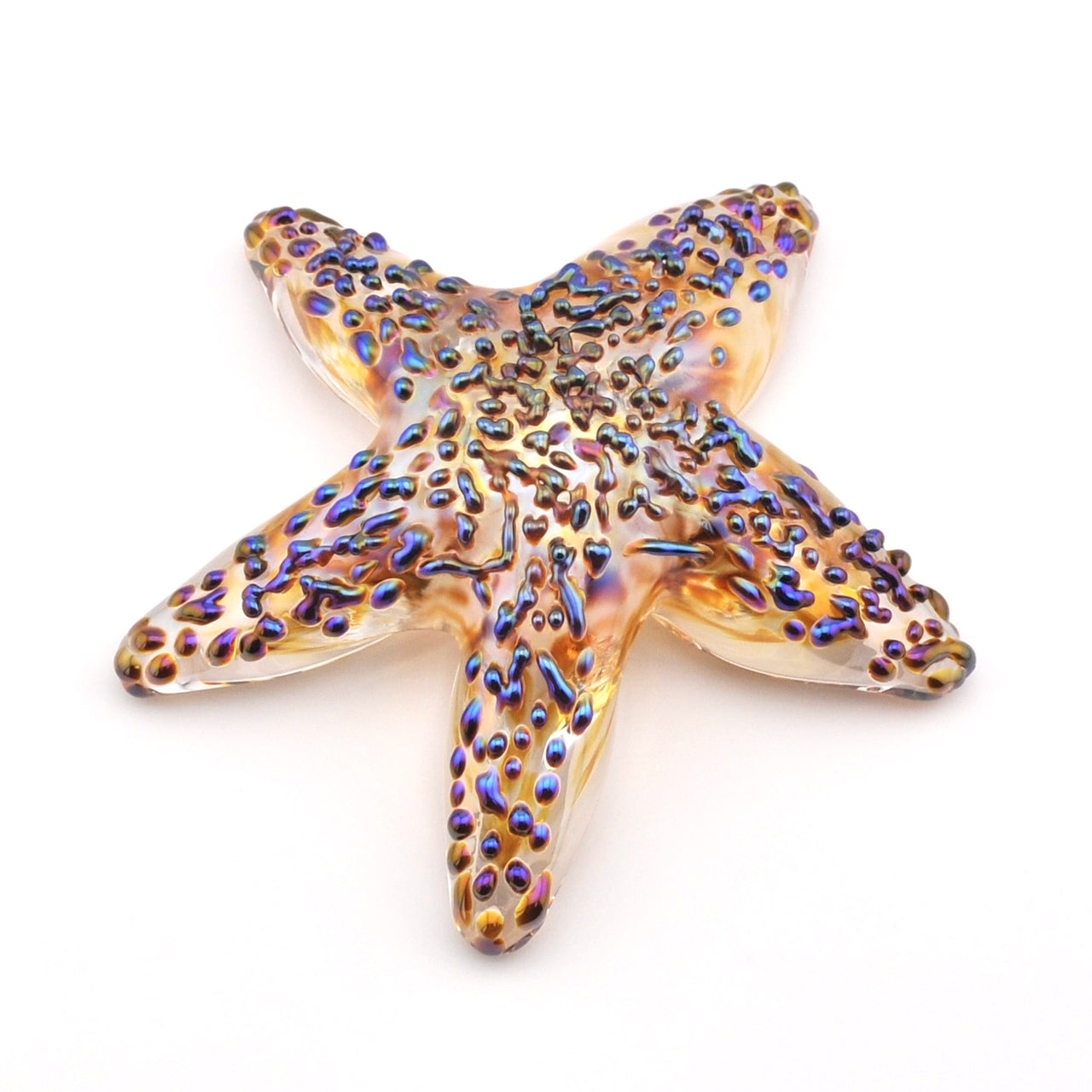 Side View Glass Golden Starfish