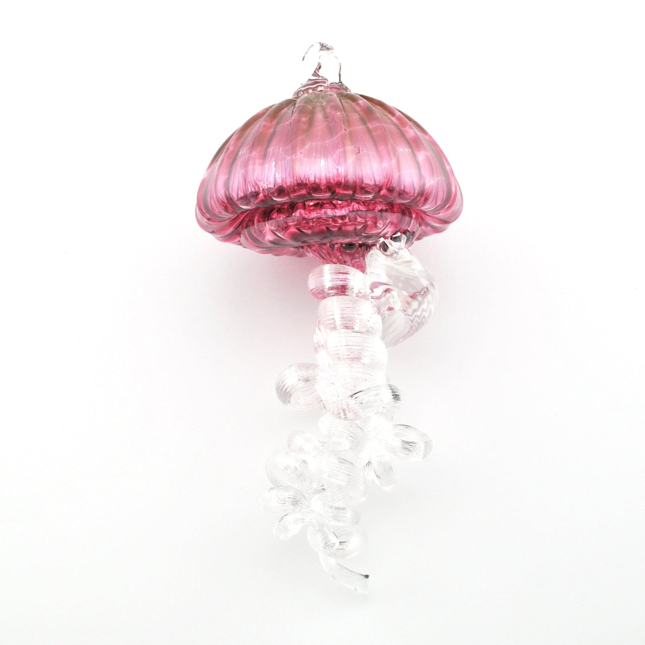 Side View Glass Large Cranberry Hanging Jellyfish Ornament