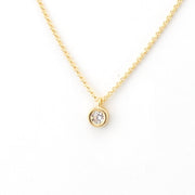 Side View Gold Fill Cubic Zirconia Solitaire Necklace