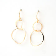 Side View Gold Fill Double Circle Dangle Earrings