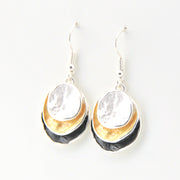 Gold Silver Three Circle Layered Earrings