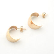 Crescent moon-shaped earrings on a white background